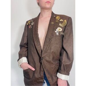 Anthony’s | Vintage 80s Brown Distressed Embellished Blazer